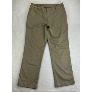 Under Armour Trouser Pants Mens 34x30 Khaki Brown Flat Front Straight Leg READ